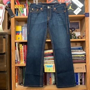 TRUE RELIGION-women’s dark wash ‘JOHNNY BIG T’ straight leg jeans